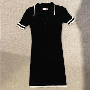 Black Sweater Dress with White Accents